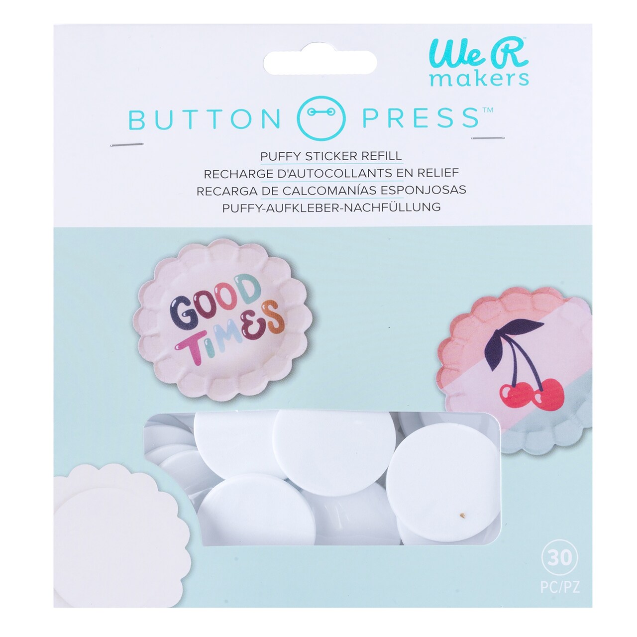 We R Button Press Puffy Sticker Refill Pack 30/Pkg-Puffy Stck